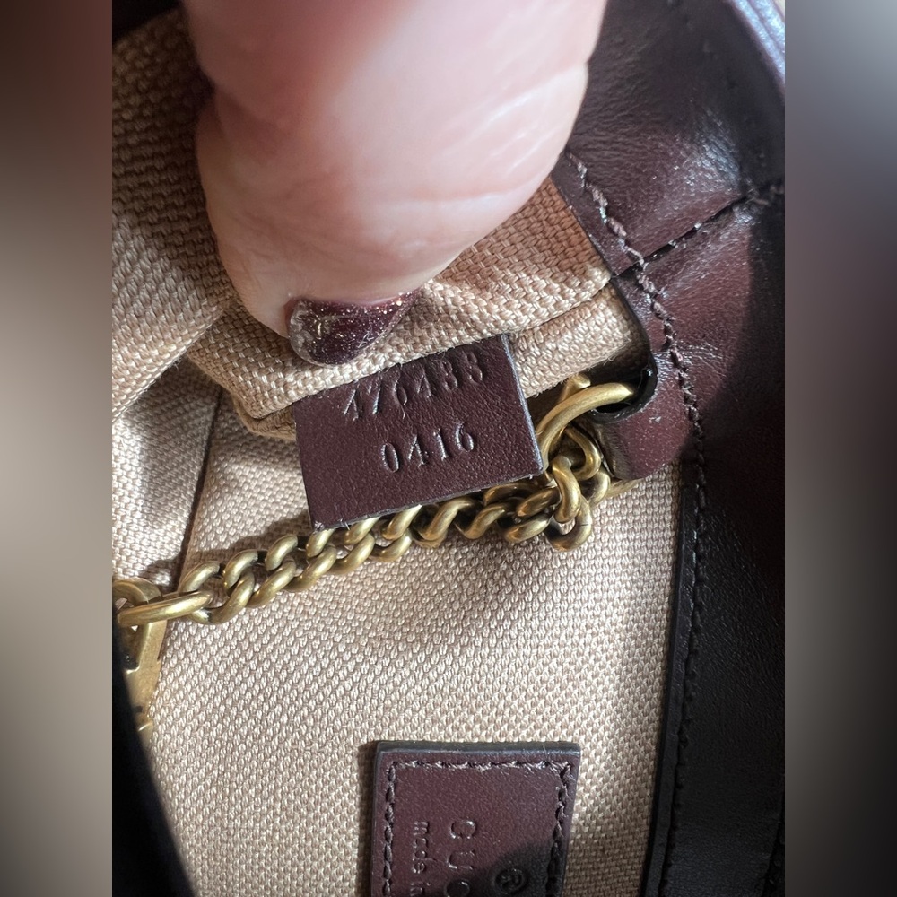 Gucci GG 2.0 Mini Marmot Leather Trimmed Tan Shearling with Gold Chain Bag - Picture 9 of 15